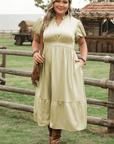 Leia Plus Size Notched V Neck Maxi Dress