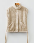 Solid Fleece Snap Button Side Tie Vest