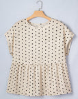 Plus Size Polka Dot Button Back Babydoll Blouse