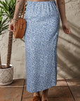 Boho Floral High Waist Side Split Maxi Skirt