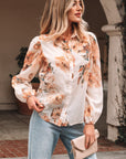 Floral Puff Sleeve Collared Shirt