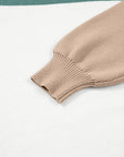 Colorblock Ribbed Knit Long Sleeve Sweater