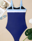 Colorblock Square Neckline One-Piece Swimsuit