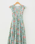 Floral Smocked V-Neck Ruffle Tiered Maxi Dress