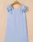 Abigail Textured Flutter Sleeve Bow Back Mini Dress