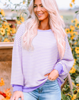 Stripe Drop Shoulder Long Sleeve Top