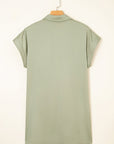 Solid Buttoned Collar T-Shirt Mini Dress