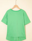 Solid V-Neck Tee and Drawstring Shorts Set
