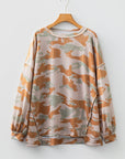 Camo Reverse Seam Drop Shoulder Sweatshirt