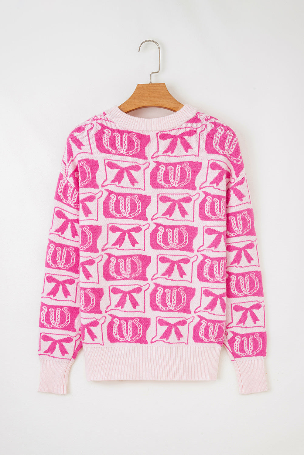Western Bows &amp; Horseshoes Long Sleeve Sweater