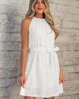 Reyna Lace Sleeveless Knot Back Mini Dress