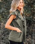 Denim Patchwork Ruffle Sleeve Jacket Vest