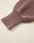 Mineral Wash Buttoned Polo Collar Knit Sweater