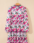 Floral Contrast Stripe Long Sleeve Mini Dress