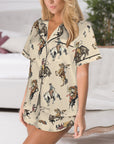 Baha Ranch Vintage Cowgirl Satin Ruffle Western Pajama Set