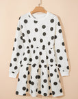 Polka Dot Long Sleeve Flared Mini Dress