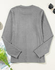 Solid Reverse Seam Crew Neck Long Sleeve Top