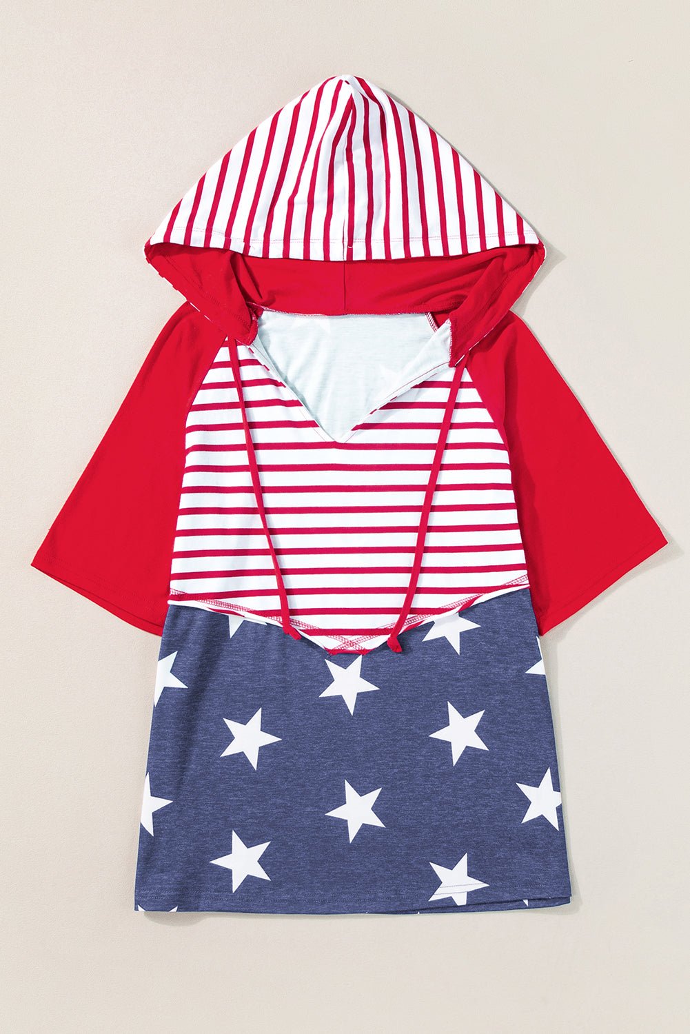 Americana Stars &amp; Stripes Drawstring Hooded T-Shirt