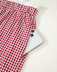 Plus Size Gingham Plaid Ruffle Contrast Trim Shorts