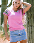 Marina Cap Sleeves Crewneck Sweater