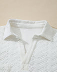 Textured Knit Collared V-Neck Pullover Sweatshirt