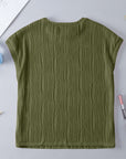 Plus Size Solid Wavy Textured Short Sleeve Tee