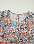 Boho Floral Short Puff Sleeve Mini Dress