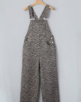 Leopard Denim Straight Leg Overall Jumpsuit