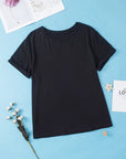 Plus Size Solid Rolled Short Sleeve T-Shirt