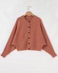Ribbed Knit Button Front Dolman Sleeve Sweater Cardigan