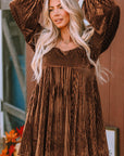 Velvet Tie-Back Square Neck Babydoll Dress