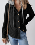 Isabella Hooded Drawstring Corduroy Shacket