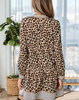 Leopard Stripe Trim V-Neck Mini Dress