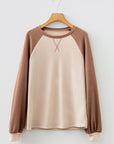 Colorblock Waffle Knit Raglan Sleeve Top