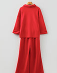 Solid V-Neck Pullover and Drawstring Pants Set