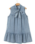 Clare Sleeveless Ruffled Chambray Dress