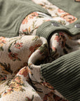 Floral Patchwork Ribbed Corduroy Shirt Jacket