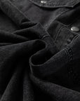 Solid Denim Chest Pocket Raw Hem Shirt Dress