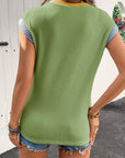 Colorblock Corded Knit Crew Neck Tee