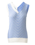 Chevron Contrast V-Neck Sleeveless Sweater Top