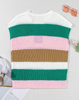 Elliot Color Block Notch V Neck Sweater Top