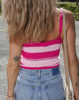Stripe Spaghetti Strap V-Neck Tank Top