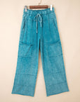 Mineral Wash High Waist Raw Hem Pants