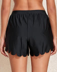 Scalloped Trim High Waist Beach Shorts