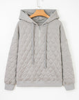 Plus Size Solid Quilted Quarter Zip Hoodie