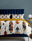 Boho Feather Print 3-Piece Bedding Set (1 Duvet Cover + 2 Pillow Shams) – 102"×90"