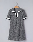 Leopard Contrast Stripe Polo Collar Dress