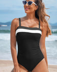 Colorblock Square Neckline One-Piece Swimsuit