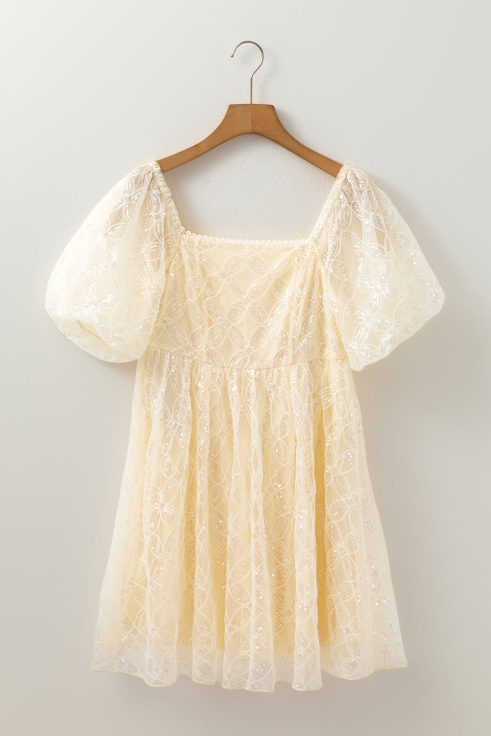 Winter Bubble Sleeve Square Dress