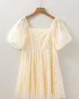 Winter Bubble Sleeve Square Dress